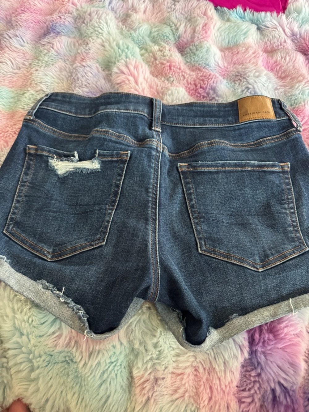 American Eagle Outfitters Dark Blue Denim Cutoff Shorts